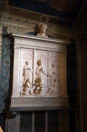 Mino da Fiesole (1429-1484, atelier van): Een gepolychromeerde stuc buste van Christus voor de 'Dossale con Madonna' in de Duomo te Fiesole, ca. 1464