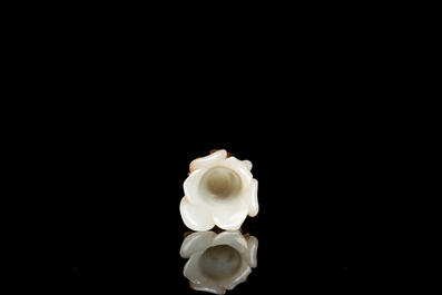 A Chinese white jade 'magnolia' carving, Qing