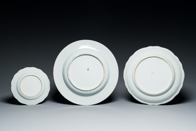 Sept pi&egrave;ces en porcelaine de Chine en bleu et blanc, Kangxi/Qianlong