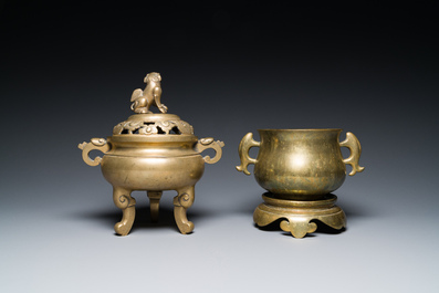 Six br&ucirc;le-parfums en bronze, Chine, 19/20&egrave;me