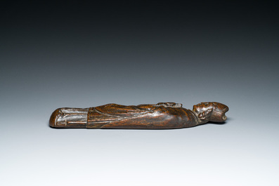 Un saint ou un &eacute;v&ecirc;que b&eacute;nissant en ch&ecirc;ne sculpt&eacute;, Angleterre ou France, 15&egrave;me