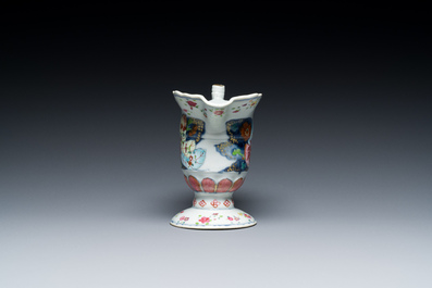 Een Chinese famille rose kan met decor van tabaksbladeren, Qianlong