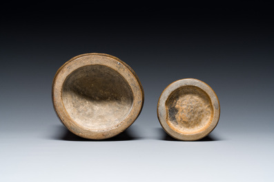 Two Chinese bamboo brush pots, 'bitong', signed Gu Heng 顧恆 and Lu Cheng 呂城, one dated 1876