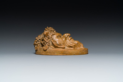 T&ecirc;te de faune en terre cuite, sign&eacute; Clodion, 19th C.