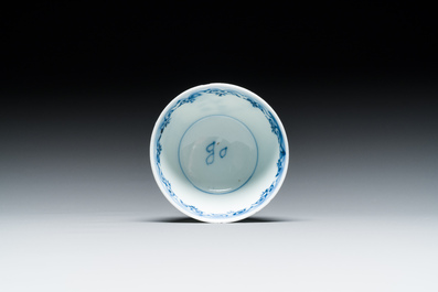 Sept pi&egrave;ces en porcelaine de Chine en bleu et blanc, Kangxi/Qianlong