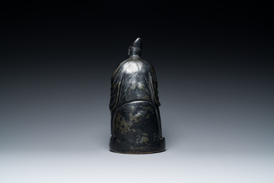 A Chinese monochrome black-glazed figure of Ji Gong, 18th C.