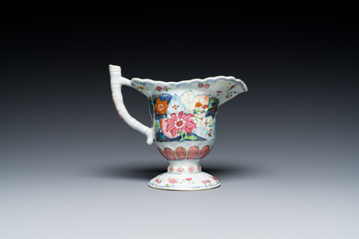 Een Chinese famille rose kan met decor van tabaksbladeren, Qianlong