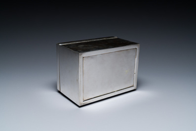 A Thai silver jewelry case in its original box inscribed 'School for Arts &amp; Crafts, Bangkok, Siam', early 20th C.