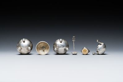 Six Chinese silver wares, 19th C.