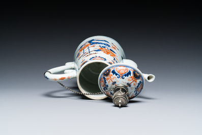 A Chinese silver-mounted Imari-style 'lighthouse' coffee pot and cover, Qianlong