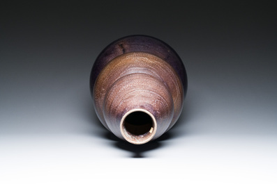 A large Chinese aubergine-glazed triple gourd vase, 18th C.