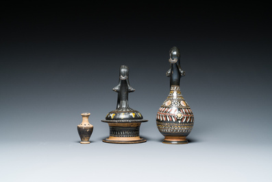 A polychrome Greek pottery 'oinochoe' ewer, an 'epichysis' ewer and a small vase, 5th/3rd C. b.C.