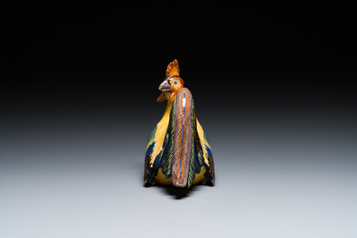A polychrome Dutch Delft rooster, early 19th C.
