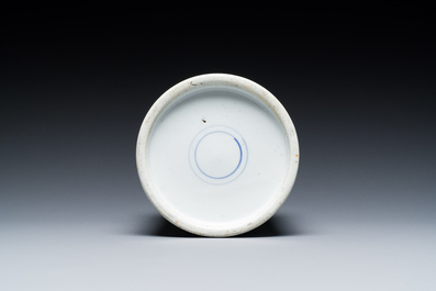 A Chinese famille verte 'playing boys' brush pot, 'bitong', 19th C.