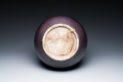 A large Chinese aubergine-glazed triple gourd vase, 18th C.
