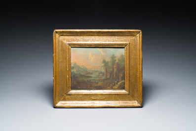 Adriaen Frans Boudewyns I (ca.1644-1711): 'Italianiserend landschap', olie op paneel
