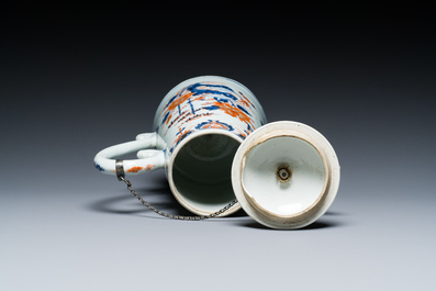 A Chinese silver-mounted Imari-style 'lighthouse' coffee pot and cover, Qianlong
