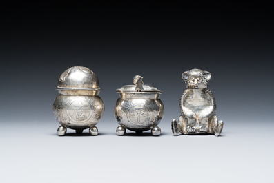 Six Chinese silver wares, 19th C.