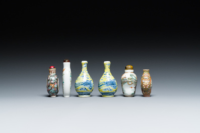 Six tabati&egrave;res en porcelaine de Chine, 19/20&egrave;me