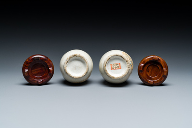 A pair of Chinese crackle-glazed bottle vases, 19th C.
