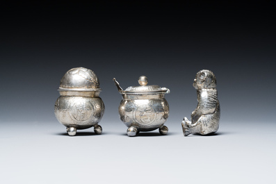 Six Chinese silver wares, 19th C.