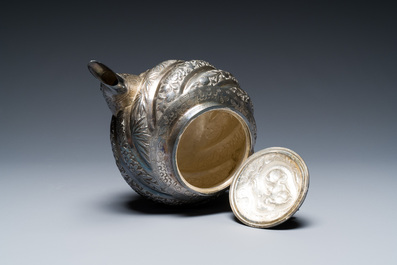 A Chinese four-piece silver tea set, Jiu Jiang Qing He Huan 九江 慶和 煥 mark, 19th C.