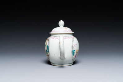 A Chinese famille rose export porcelain 'mythological subject' teapot, Qianlong