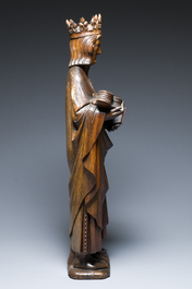 Een eikenhouten sculptuur van Koning Lodewijk IX of Sint-Lodewijk, Frankrijk, 17e eeuw