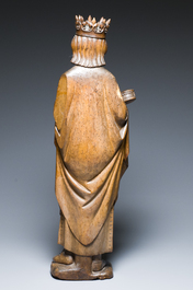 Een eikenhouten sculptuur van Koning Lodewijk IX of Sint-Lodewijk, Frankrijk, 17e eeuw