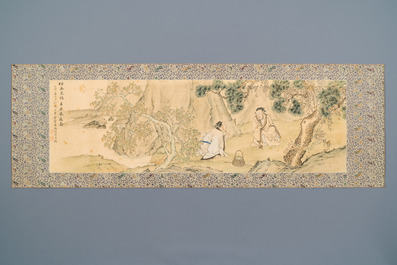 Feng Chaoran 馮超然 (1882-1954): 'Two sages under a pine tree', ink and colours on silk, dated 1927