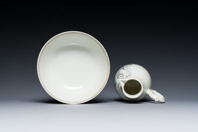 Een Chinese grisaille kan met 'De Opstanding' en een kom voor de Amerikaanse markt, Qianlong