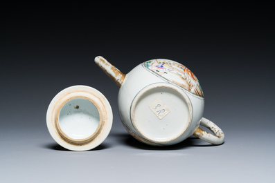 A Chinese famille rose export porcelain 'mythological subject' teapot, Qianlong