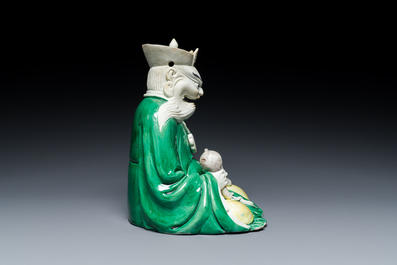 Figure de Longwang biscuit &eacute;maill&eacute; vert, Chine, Kangxi