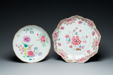 Four Chinese famille rose dishes, Qianlong