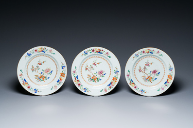 Zeven Chinese famille rose schotels, Qianlong