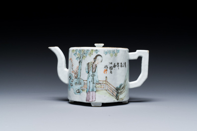 A Chinese qianjiang cai teapot and cover, signed Huang Ruming 黄汝铭, dated 1895
