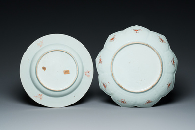Four Chinese famille rose dishes, Qianlong