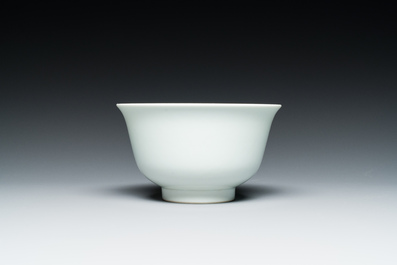 A Chinese white-glazed bowl, Jiaqing mark and probably of the period