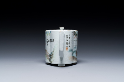 A Chinese qianjiang cai teapot and cover, signed Huang Ruming 黄汝铭, dated 1895