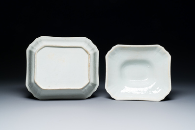 Twee fraaie Chinese gemonogrammeerde Canton famille rose dekselterrines en een kom, midden 19e eeuw