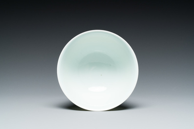 A Chinese white-glazed bowl, Jiaqing mark and probably of the period