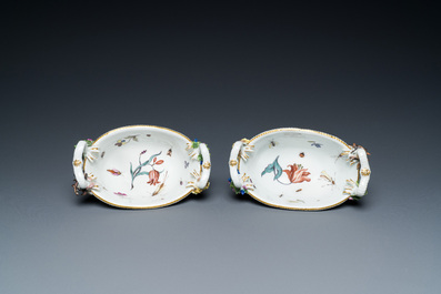 A pair of oval polychrome Meissen porcelain 'four seasons' baskets with insects, Germany, ca. 1745