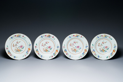 Zeven Chinese famille rose schotels, Qianlong