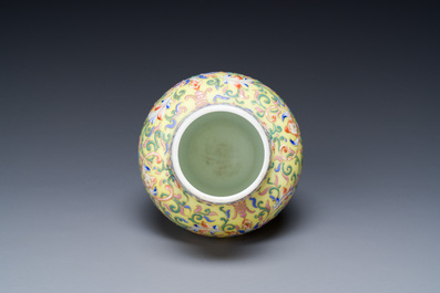 A Chinese famille rose-style enamelled glass vase, probably 19th C.