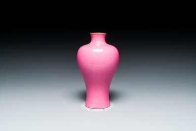 A Chinese pink-glazed 'meiping' vase, Yongzheng mark, Republic