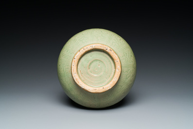 A Chinese Longquan celadon 'yuhuchunping' vase with floral design, Ming