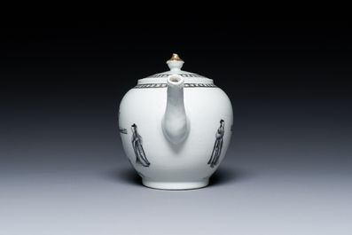 Th&eacute;i&egrave;re couverte en porcelaine de Chine &agrave; d&eacute;cor de la 'Crucifixion' en grisaille, Qianlong