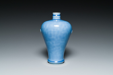 A Chinese blue-glazed 'meiping' vase, Jiang Xi Guo Hua Zhen Pin 江西國華珍品 mark, Republic