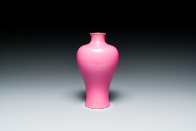 A Chinese pink-glazed 'meiping' vase, Yongzheng mark, Republic