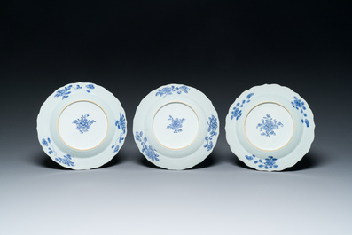 Six Chinese blue and white 'Xi Xiang Ji' plates, Qianlong
